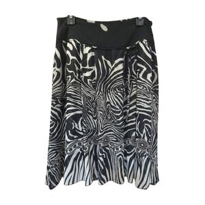 Gerard Pasquier Vintage Zebra Print Midi Skirt Black White Made in Italy Size S